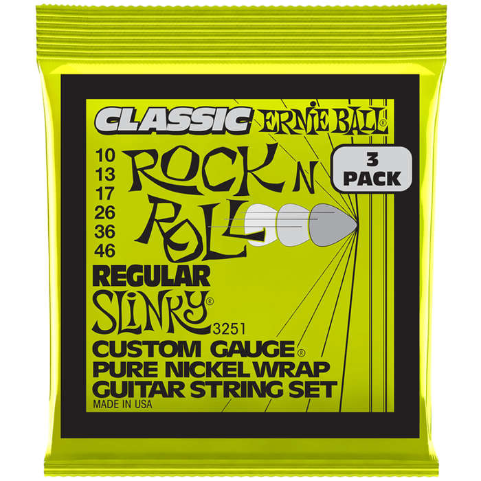 Ernie Ball Super Slinky Classic Rock n Roll Pure Nickle Wrap Electric Guitar Strings - (10-46) - ...