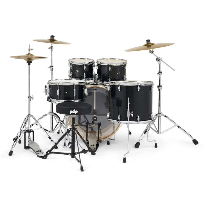 PDP Mainstage 5-piece Complete Drum Set with Paiste Cymbals - Black Sparkle