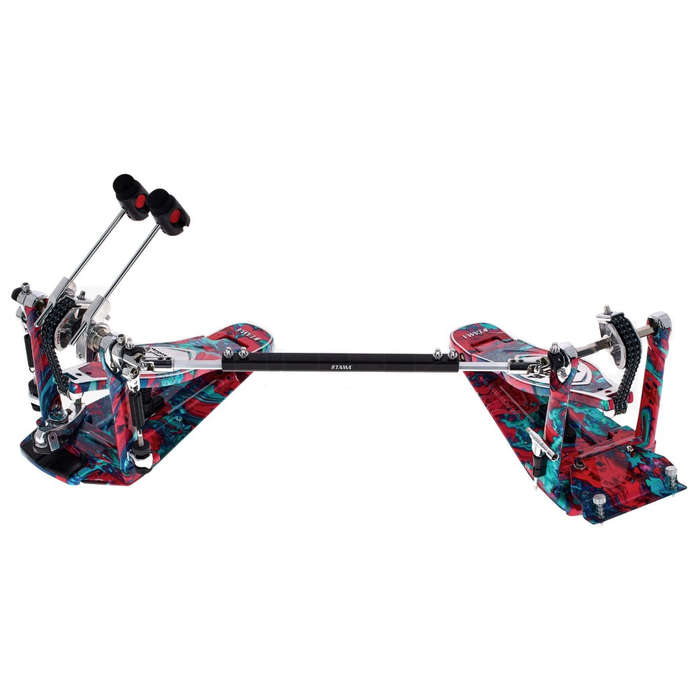 Tama 50th-anniversary Limited Iron Cobra Power Glide Double Kick Pedal - Marble Coral Swirl