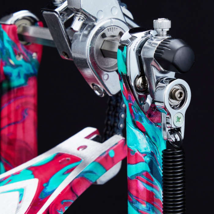 Tama 50th-anniversary Limited Iron Cobra Power Glide Double Kick Pedal - Marble Coral Swirl