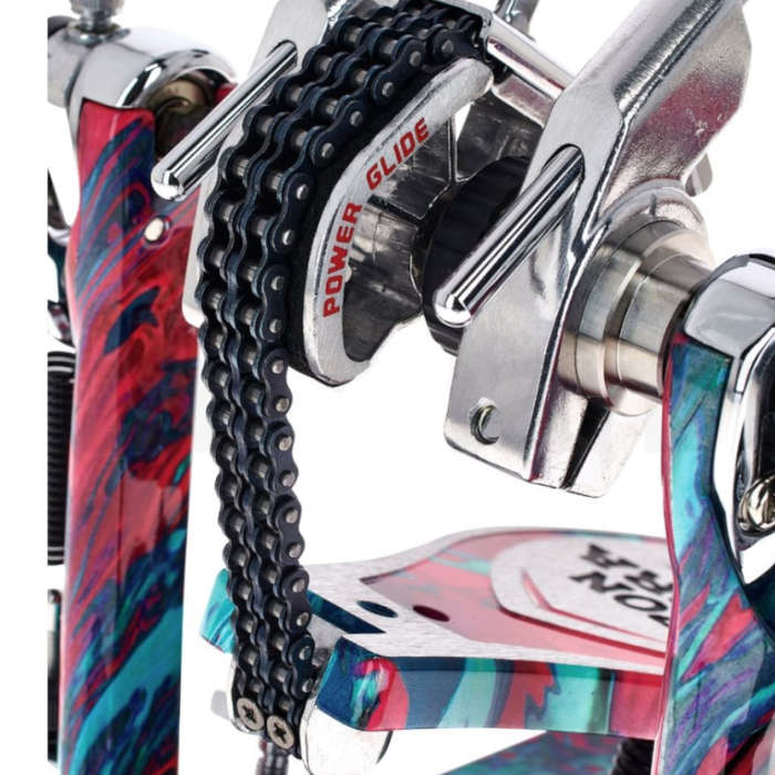 Tama 50th-anniversary Limited Iron Cobra Power Glide Double Kick Pedal - Marble Coral Swirl
