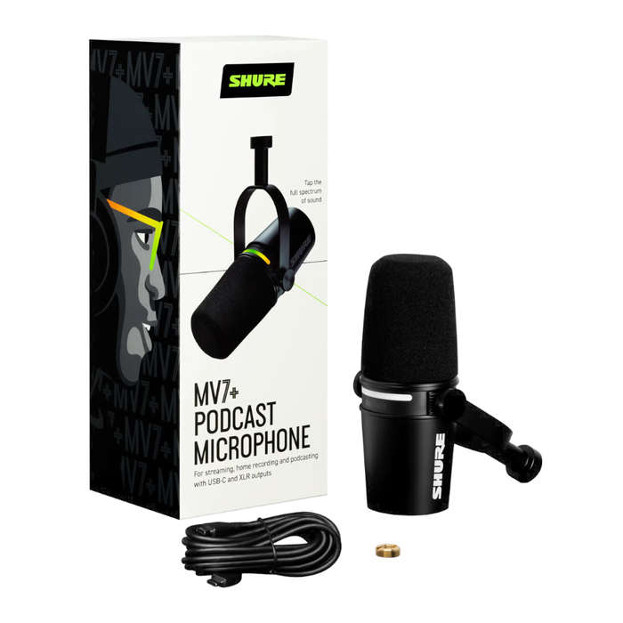 Shure MV7+ Hybrid Podcast Microphone - Black