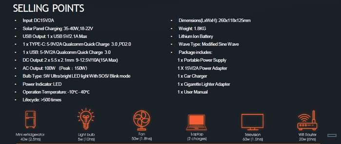 ULTRA-POWER100W Portable Power Station UP-T102