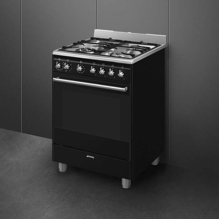 Smeg 60cmx60cm Black Cooker With Gas Hob - SSA60MBL2