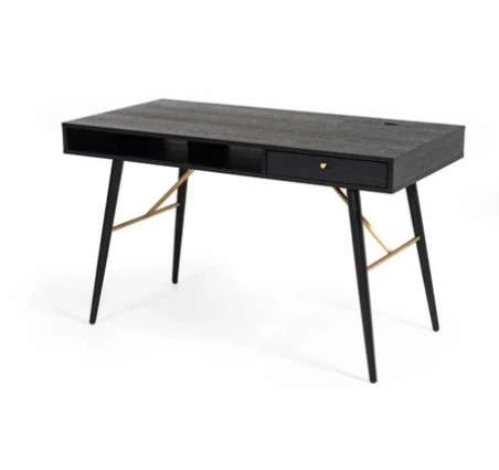 Office Desk : Black Oak & Gold Desk