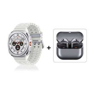 Samsung Galaxy Watch Ultra (LTE, 47mm) Titanium White + Samsung Galaxy Buds3 Silver