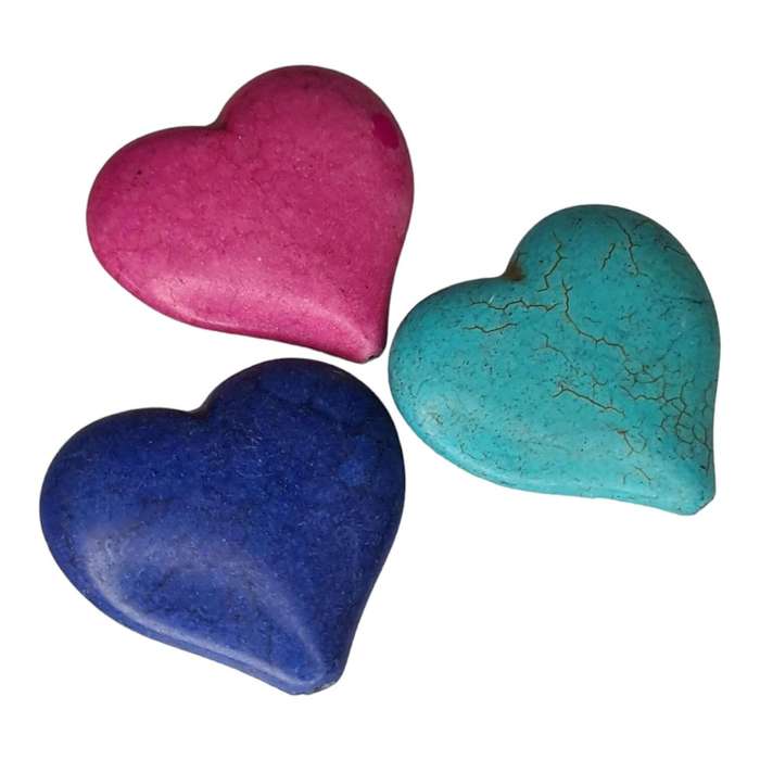 Howlite heart bead, assorted, 40-45mm