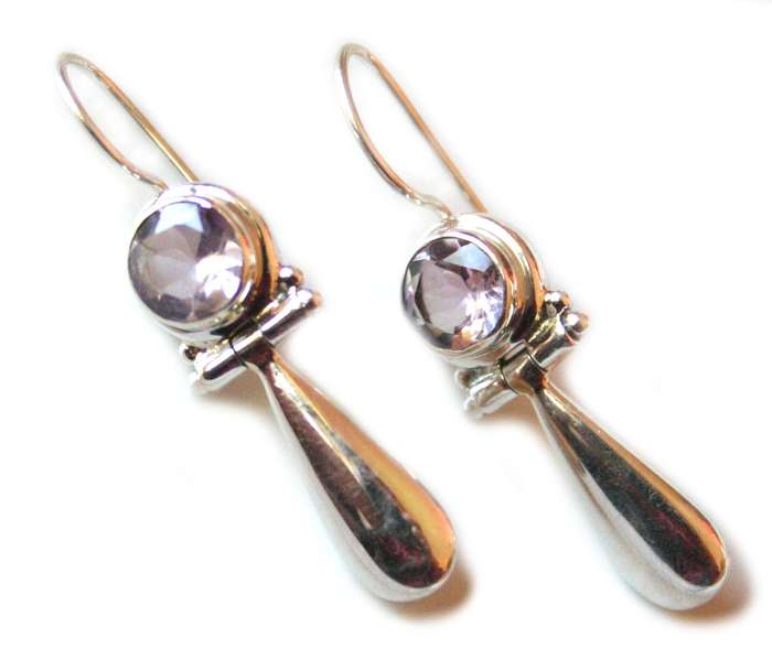 Faceted Amethyst earrings in 925 silver, elegant drops, 46mm incl. hook