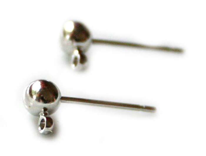 Nickel free earring pair, 4mm ball stud
