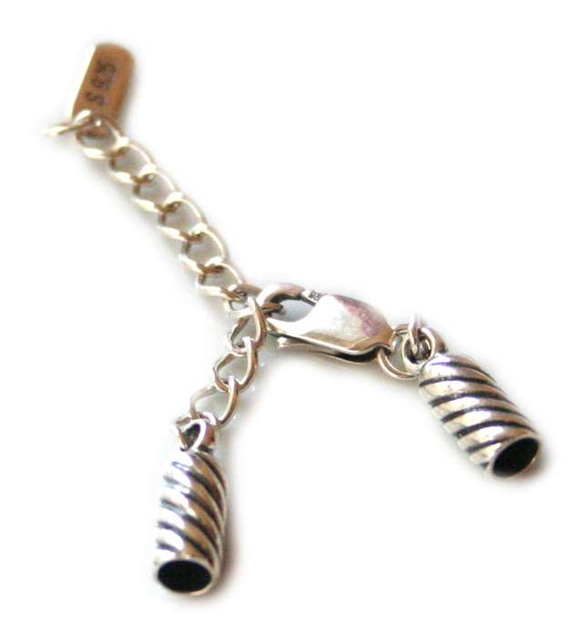 925 Silver lobster clasp w fixed ends & extender chain, 16mm