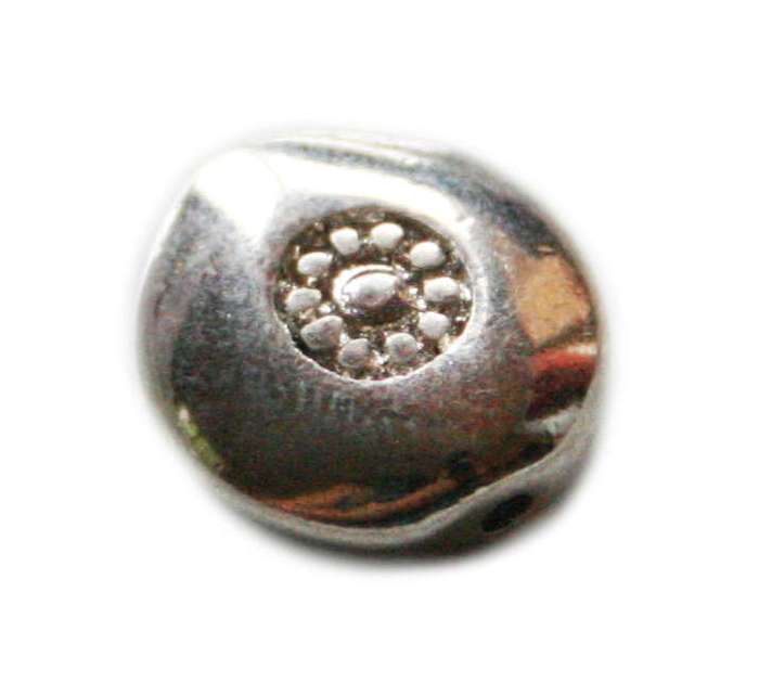 Nickel free bead, off-round, flower design, 12mm
