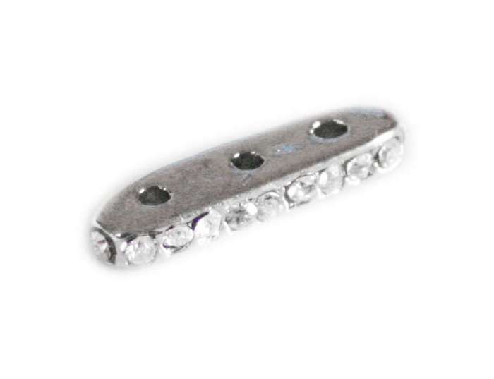 Nickel free spacer w rhinestones, 3 hole, 17mm