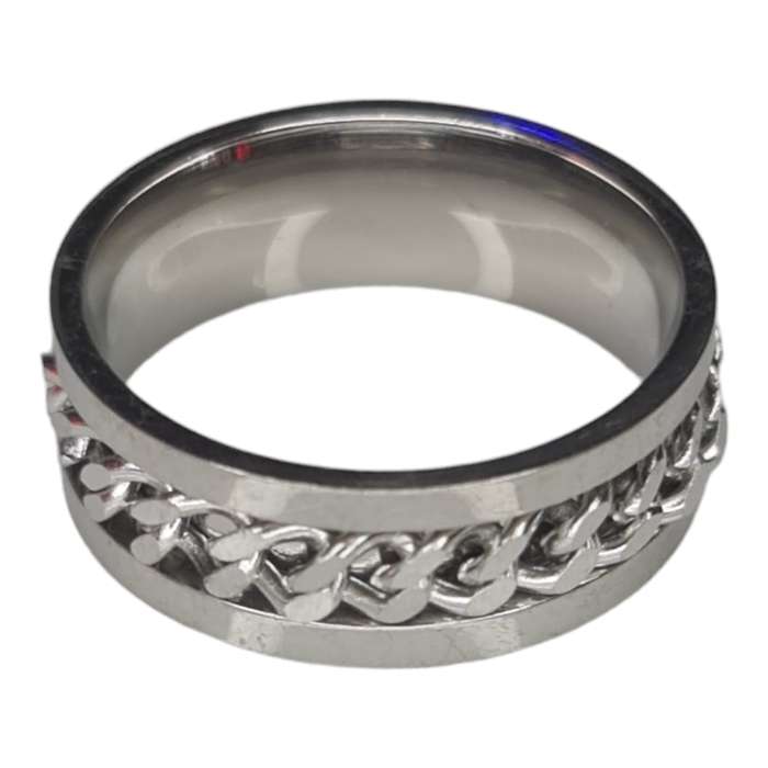 Stainless steel chain spinner ring, size 21