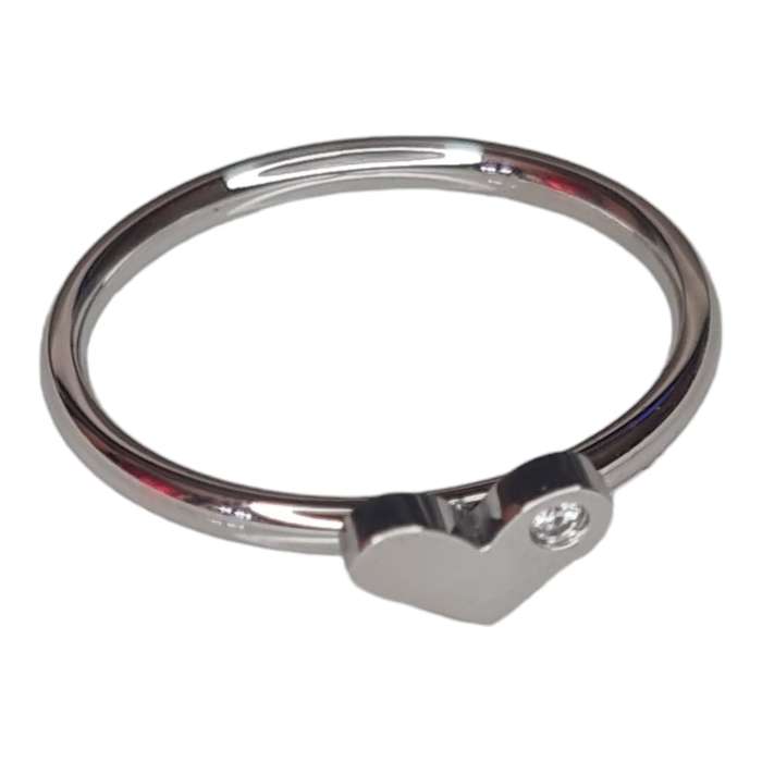 Stainless steel heart ring w rhinestone, assorted sizes