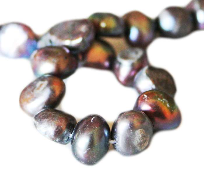 Grey freshwater pearl string, round, ringed, 8-9mm, 35cm