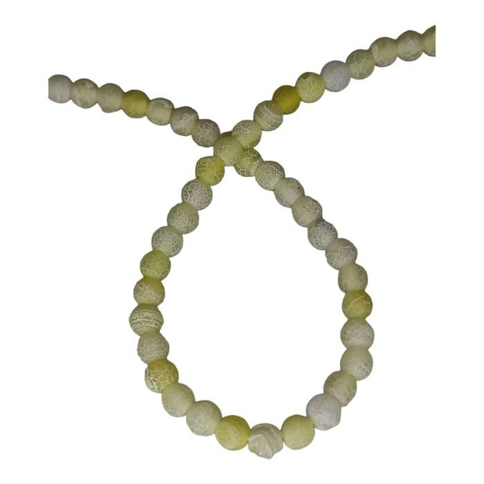 Light yellow crackled agate bead string, frosted, 6mm, 40cm