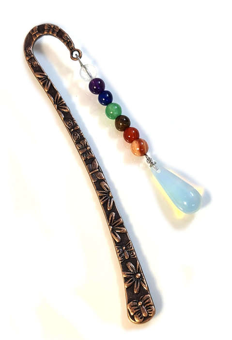 Bronze chakra bookmark, opalite, 12.5cm