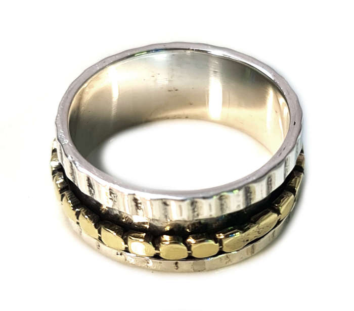 Textured spinner ring in 925 silver, 19mm ID