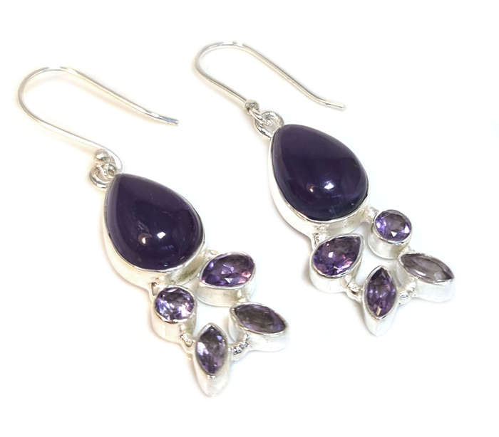 Amethyst earrings in 925 silver, 48mm incl. hook