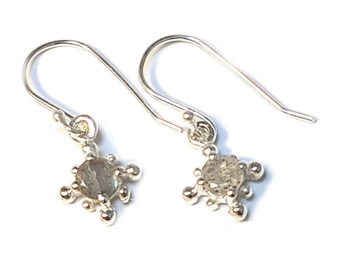 Modern earrings in 925 silver, Labradorite, 26mm incl. hook