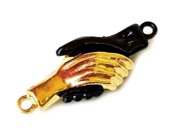 Hands magnetic clasp, 12x32mm, black & gold