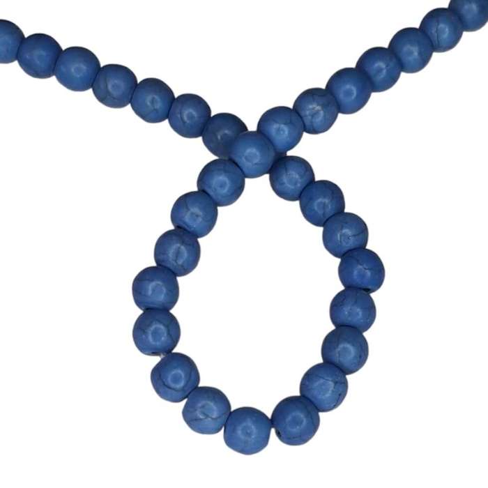 Colored Howlite bead string, royal blue, round, 4mm, 40cm