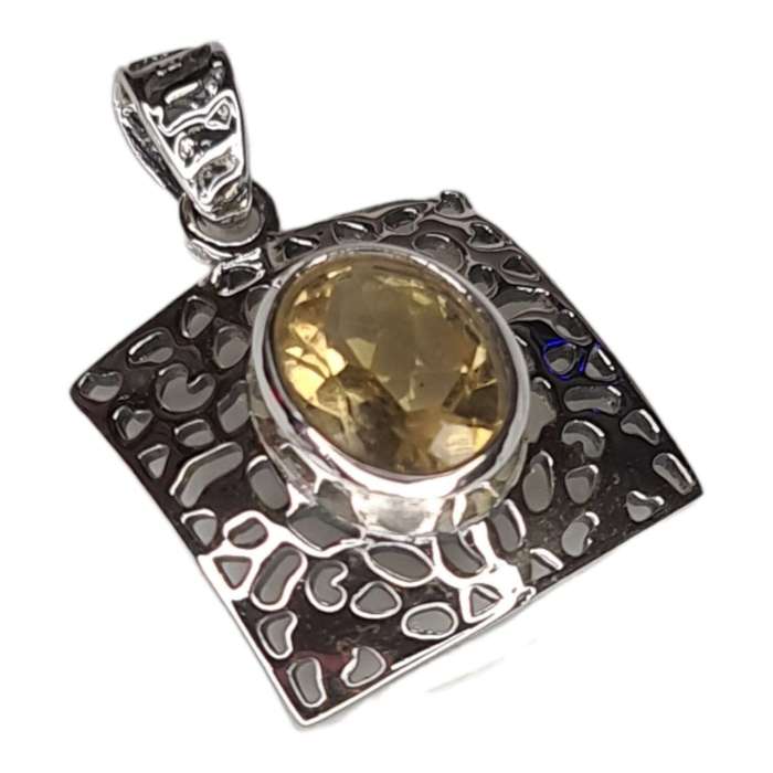 Citrine pendant in 925 silver, oval, 28mm incl. bail