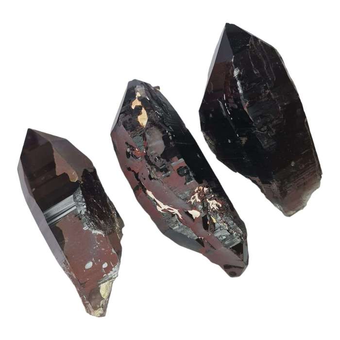 Smoky Quartz crystal w iron, Zomba Malawi, 9-18cm