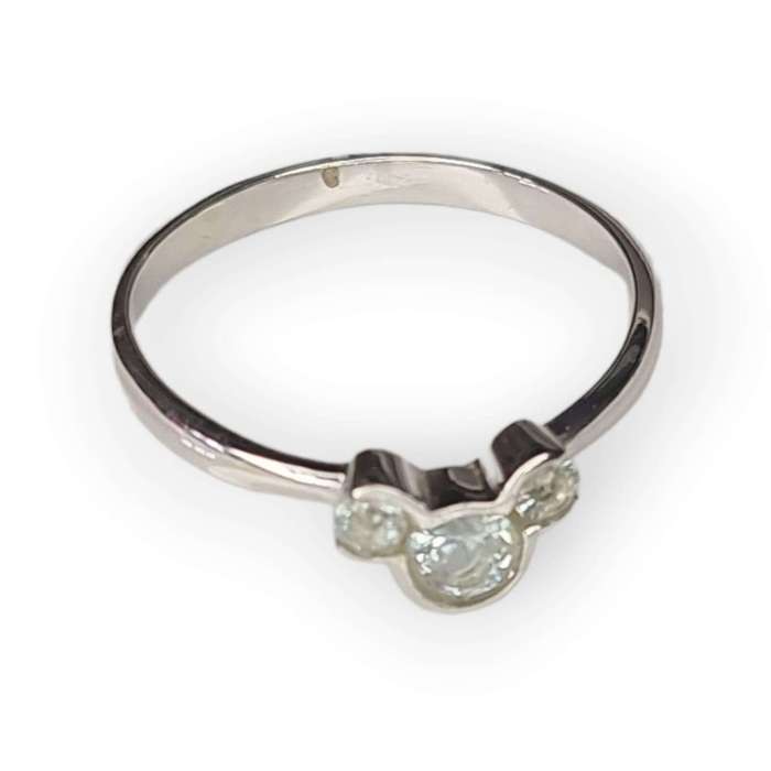 Aquamarine ring in 925 silver, round, size 7