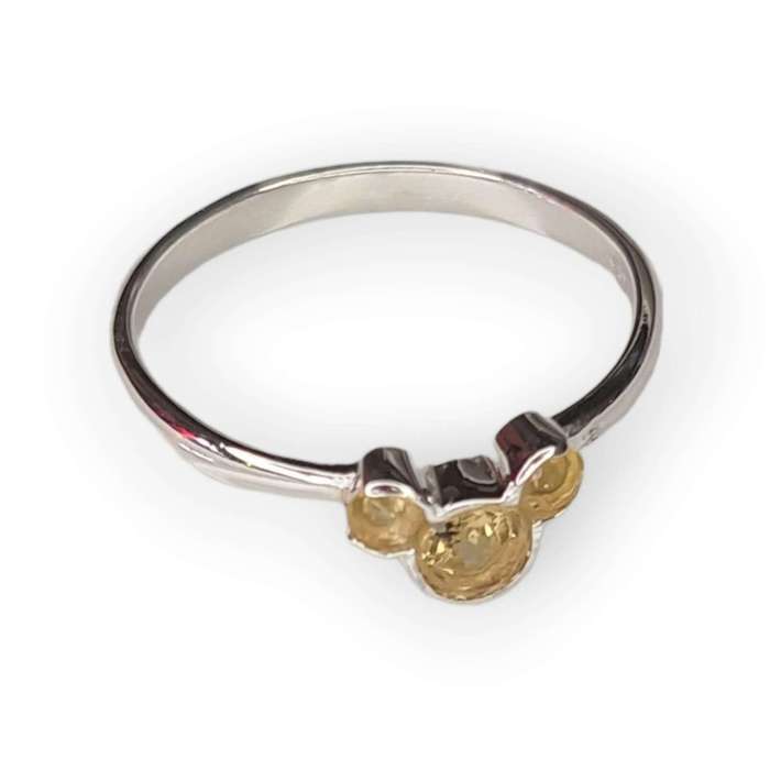 Citrine ring in 925 silver, round, size 8