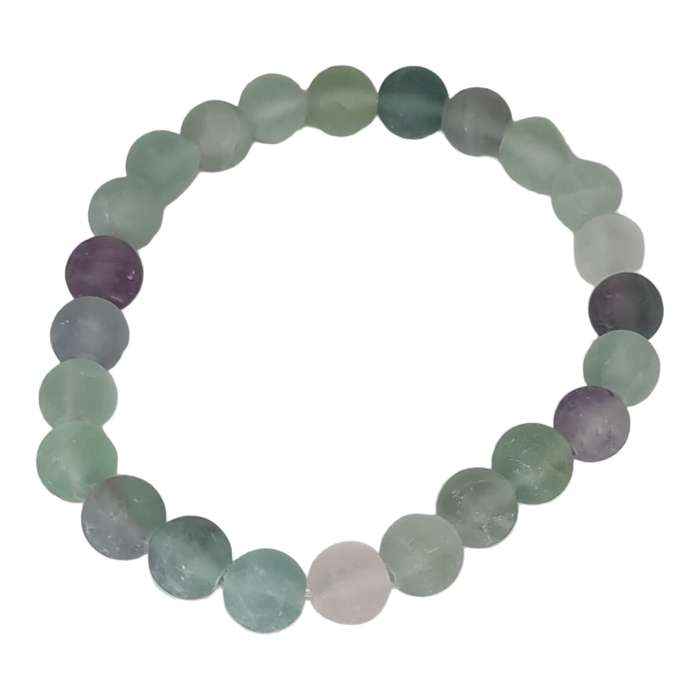 Rainbow Fluorite bead bracelet, 8mm, matte, stretchcord