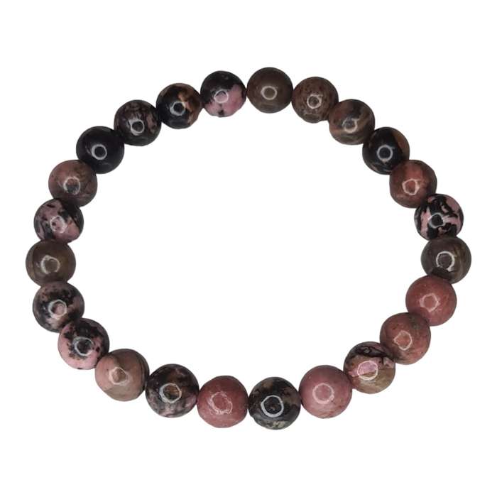 Rhodonite bead bracelet, 8mm, stretchcord
