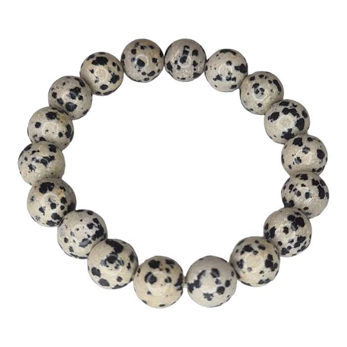Dalmatian Stone bead bracelet, 10mm, stretchcord