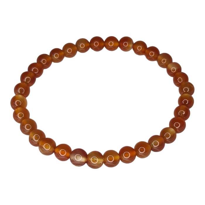 Carnelian bead bracelet, 6mm, stretchcord
