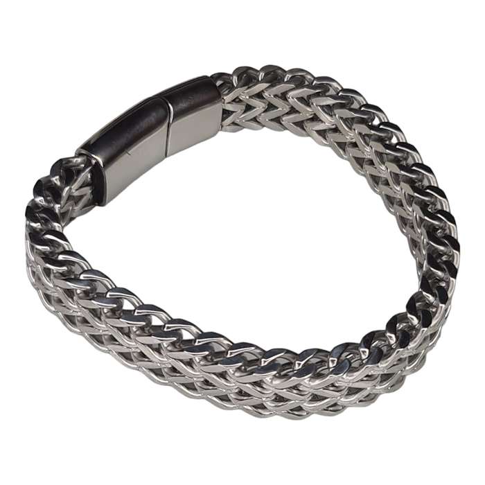 Stainless steel chain bracelet w clasp, 19cm
