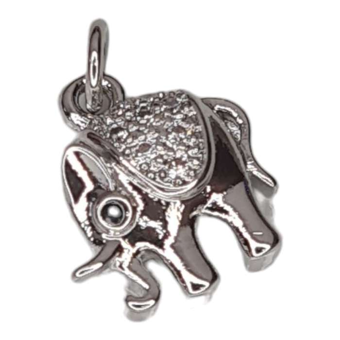 Elephant w rhinestones pendant, 16mm