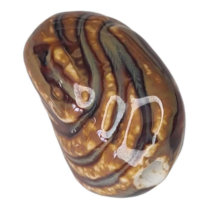 Porcelain bead, brown stripe pattern, 22x32mm