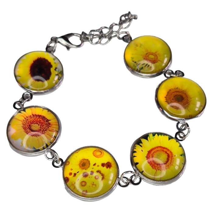 Sunflower bracelet, adjustable