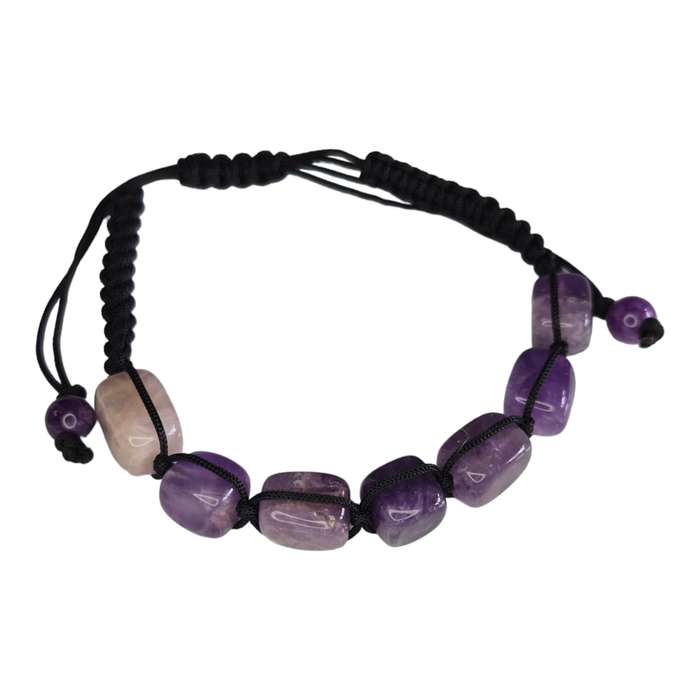 Woven tumble bracelet, Amethyst, adjustable