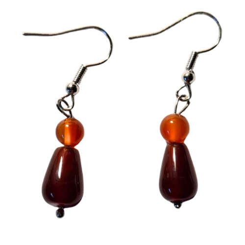 Drop earrings, Carnelian, 44mm
