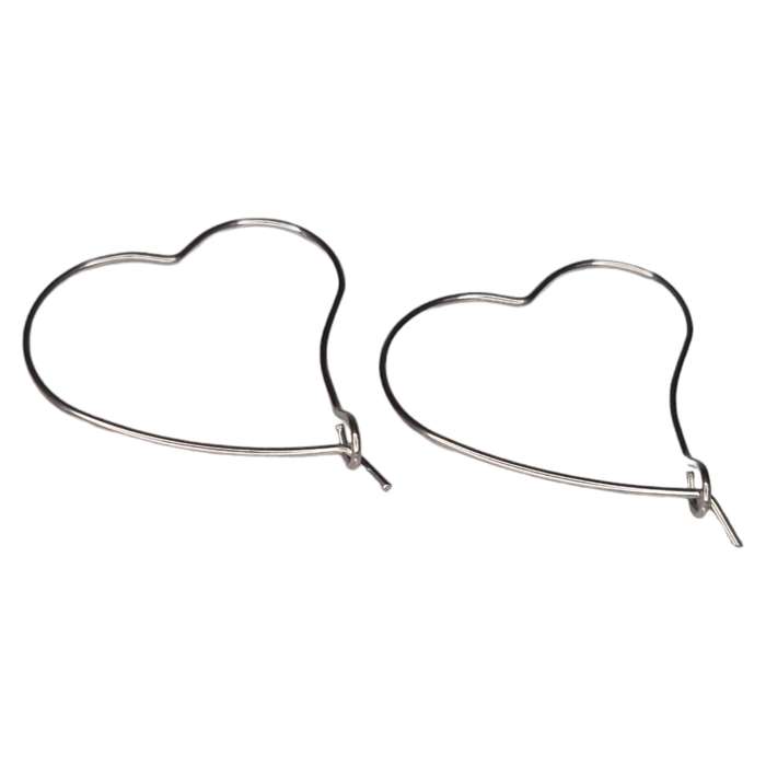 Pair of wire heart earring in stainless steel, 22mm