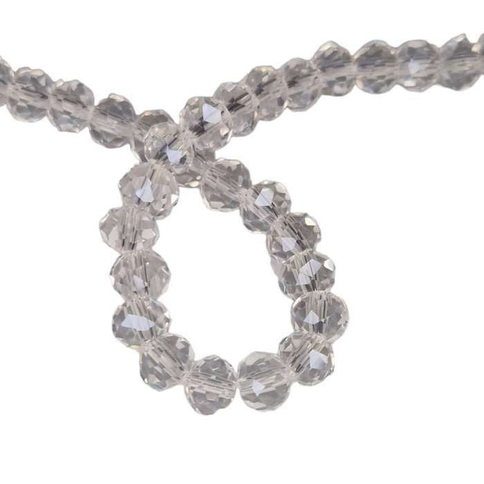 Glass bead string, faceted, rondelle, 5x7mm, clear AB, 40cm