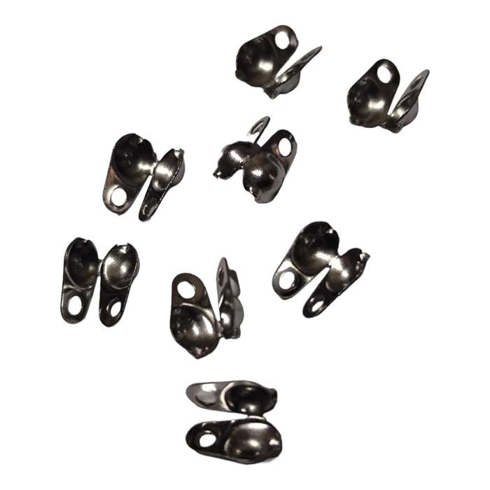 4 pairs Clamshell bead end, Stainless steel, 9mm