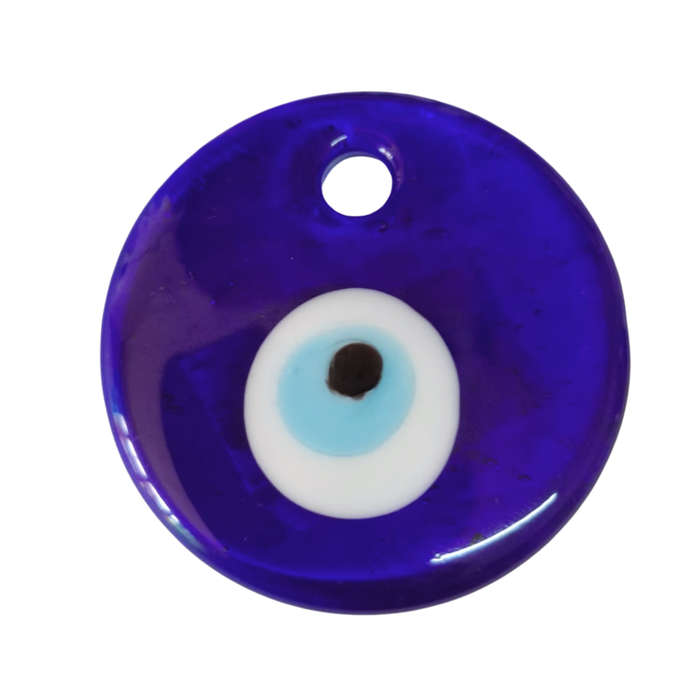 Evil Eye glass pendant with hole, 40mm
