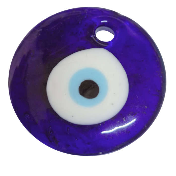 Evil Eye glass pendant with hole, 50mm