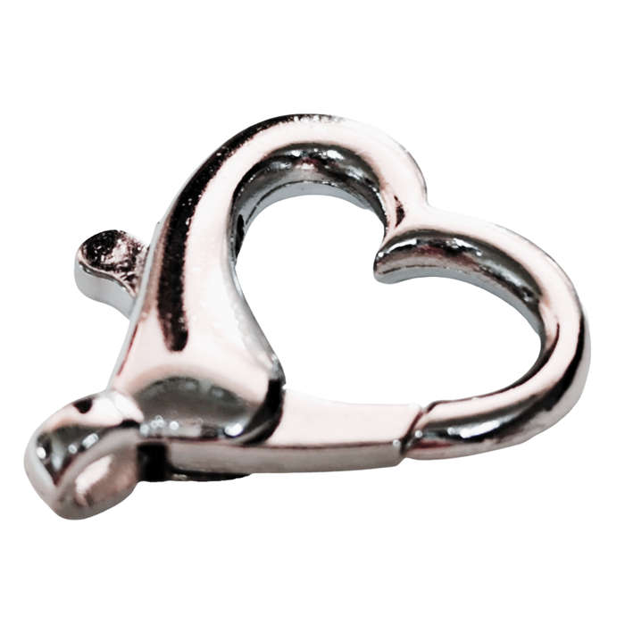 Big silver heart shaped clasp, Copper and Nickle plated, 25mm x 21mm