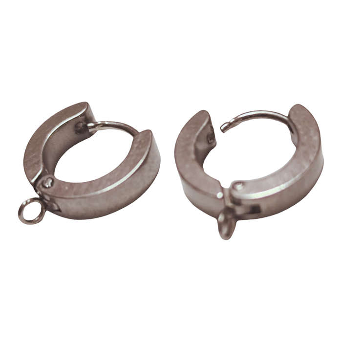 Pair of Huggie earrings, Stainless Steel, 4mm x 13mm