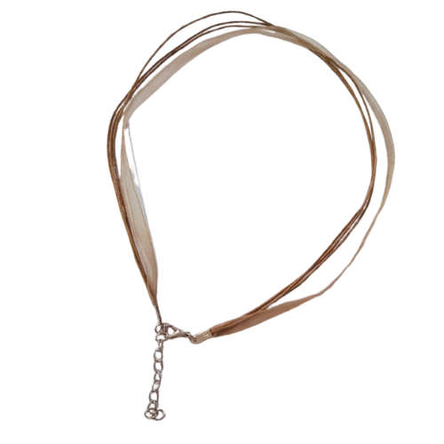Ribbon necklace with clasp, Toffee brown, 45cm