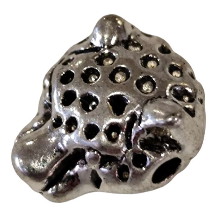 Cheetah head bead, Base metal, 12 x 10.5mm