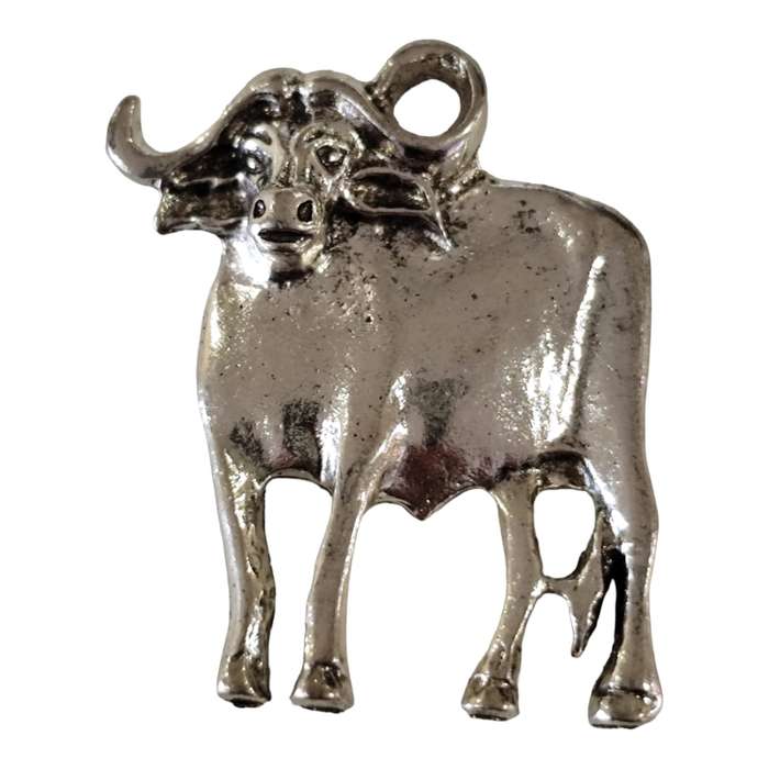 Buffalo charm, Base metal, 31 x 27mm